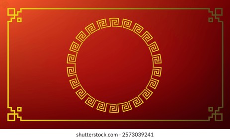 Red maroon with frame and chines style abstract background