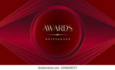Red maroon golden royal awards graphics background. Golden sidelines. Modern template grand luxury premium corporate abstract design template trophy banner certificate.