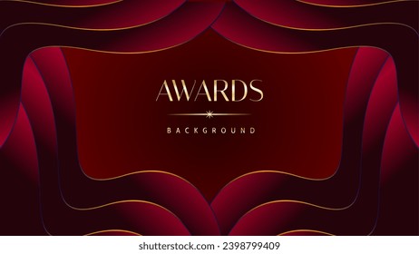 Red maroon golden royal awards graphics background. Golden sidelines. Modern template grand luxury premium corporate abstract design template trophy banner certificate.
