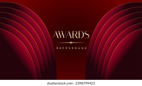 Red maroon golden royal awards graphics background. Golden sidelines. Modern template grand luxury premium corporate abstract design template trophy banner certificate.