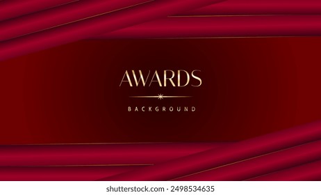 Red maroon golden royal awards graphics background. Golden sidelines. Modern template grand luxury premium corporate abstract design template trophy banner certificate.
