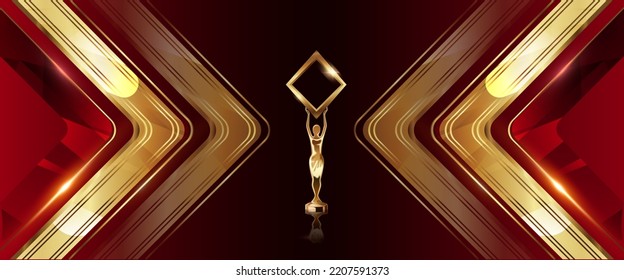 Red Maroon Golden Stage Award Background. Diamond Shape Frame Trophy on Luxury Background. Modern Abstract Design Template. LED Visual Motion Graphics. Wedding Marriage Invitation Poster.