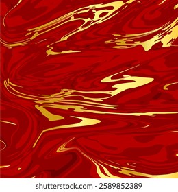Red or maroon marble texture with elegant gold color. Liquid vector background. Illustration vector