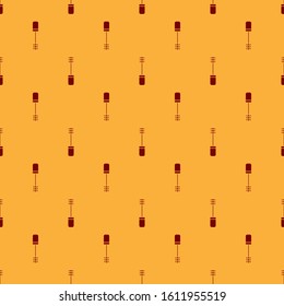 Red Mascara brush icon isolated seamless pattern on brown background.  Vector Illustration