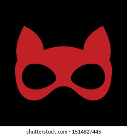 Red mask in of a cat BDSM on a black background, vector