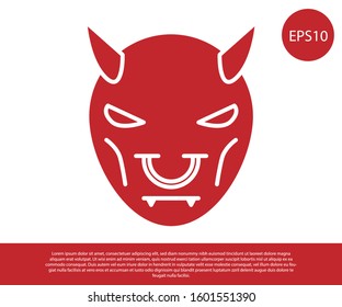 Red Mask of the devil with horns icon isolated on white background.  Vector Illustration