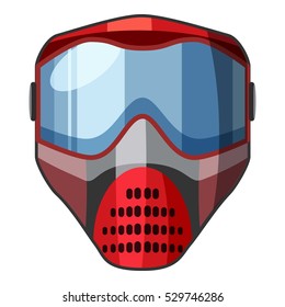 Red mask for paintball icon. Cartoon illustration of red mask for paintball vector icon for web