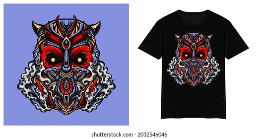 Red mask toxic vector tshirt illustration