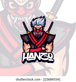 Red Masked Angry Ninja Assassins Vector Mascot