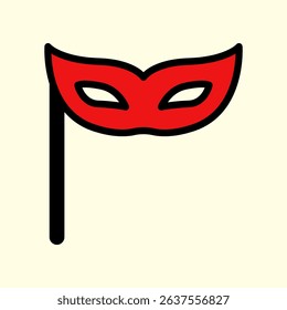 Red Masquerade Mask Illustration With Minimalist Design on Light Background