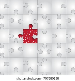 Red Material Design Puzzle Piece with hearts.