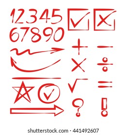 red math icons, number, arrows