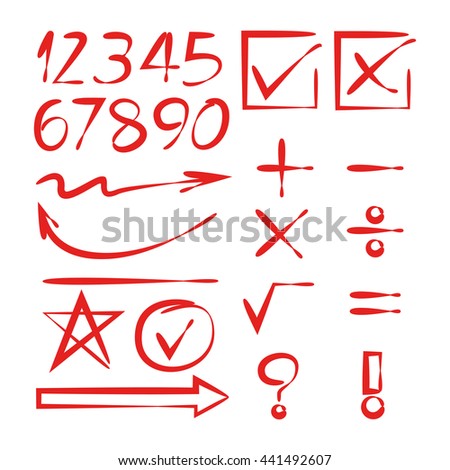 red math icons, number, arrows