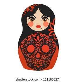 Red Matryoshka Doll. Vector Illustration