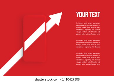 Red matte smartphone template, vector illustration