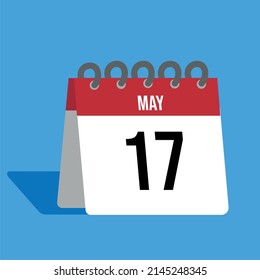 roter Mai-Kalender mit blauem Hintergrund