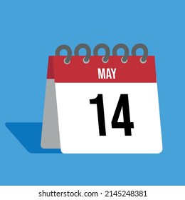 roter Mai-Kalender mit blauem Hintergrund