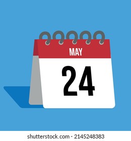 Calendario rojo de mayo con fondo azul