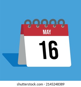 Red May calendar with blue background