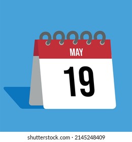 roter Mai-Kalender mit blauem Hintergrund