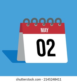 Red May calendar with blue background
