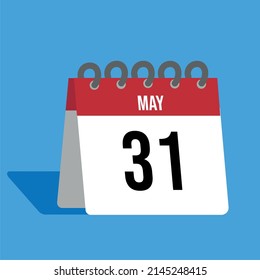 Calendario rojo de mayo con fondo azul