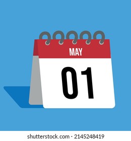 Red May calendar with blue background