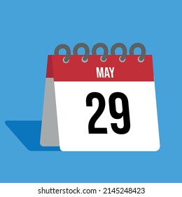 Red May calendar with blue background
