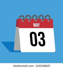 Calendario rojo de mayo con fondo azul