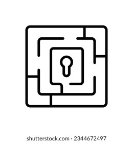 Red Maze Outline Icon Vector Illustration