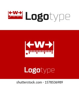 Red The measuring height and length icon isolated on white background. Ruler, straightedge, scale symbol. Logo design template element. Vector Illustration