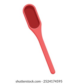 Red measuring spoon lying diagonally isolated on white background