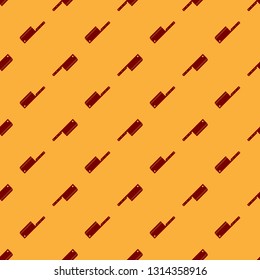 Red Meat chopper icon isolated seamless pattern on brown background. Kitchen knife for meat. Butcher knife. Flat design. Vector Illustration