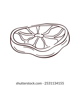 Carne vermelha cortada em estilo de arte em linha. Desenho desenhado à mão para açougue, menu, mercado agrícola. Isolado em um fundo branco.