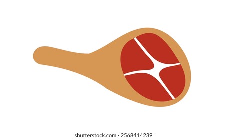 Red meat leg. Raw ham, shank with bone and marbling cut for cooking. Fresh shin slice, piece, protein and fat nutrition, food product. Flat graphic vector illustration isolated on white background