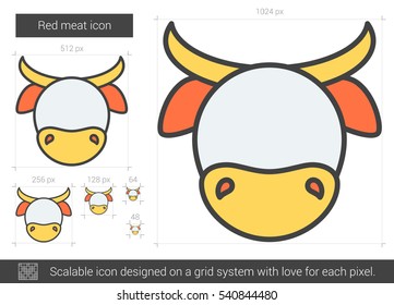 Red meat vector line icon isolated on white background. Red meat line icon for infographic, website or app. Scalable icon designed on a grid system.