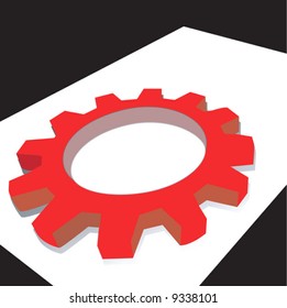red mechanic wheel in white surface	