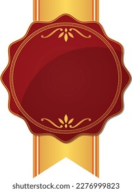 Red medal and yellow ribbon sticker frame