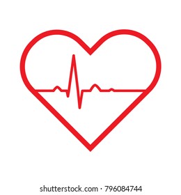 Red Medic blood pressure vector icon, cardiogram, health logo, heartbeat