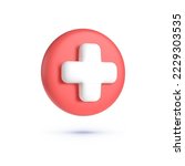 Red medical 3d in modern style on white background. Health insurance icon concept. Pharmacy concept. Isolated vector illustration