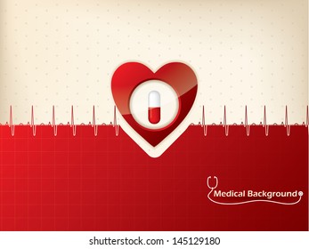 Red Medical Background Design Heart Ekg Stock Vector (Royalty Free ...