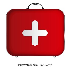Red Medical Bag with a Cross Vector Illustration