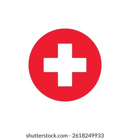 Red medical cross icon vector flat. Health care, emergency, hospital aid symbol design.
