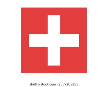 The red medical cross symbol. This symbol can be used to represent both pharmacies and first aid points. Vector.
