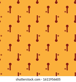 Red Medical digital thermometer for medical examination icon isolated seamless pattern on brown background.  Vector Illustration