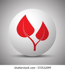 Red Medical Herbs icon on white sphere