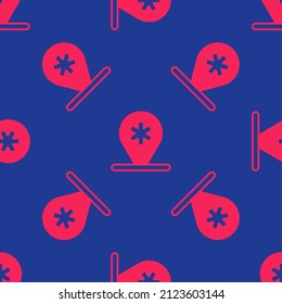 Puntero de mapa médico rojo con icono de hospital cruzado aislado sin fisuras en fondo azul.  Vector