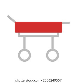 Red Medical Stretcher with Wheels for Hospital Illustration