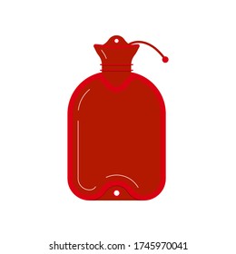 Red medical warmer icon isolated on white background. Warming pan - rubber hot water bottle or bag. Heat pad flat design cartoon style vector illustration.