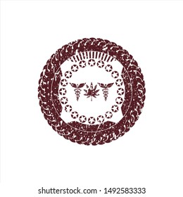 Red medicinal weed icon inside rubber texture